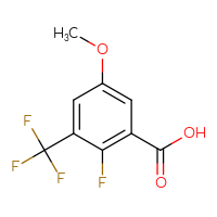 Chemical structure of 2-fluoro-5-methoxy-3-(trifluoromethyl)benzoic acid - CSSB00010381626
