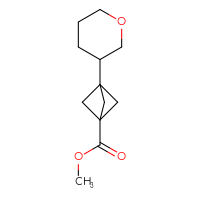 Chemical structure of methyl 3-(oxan-3-yl)bicyclo[1.1.1]pentane-1-carboxylate - CSSB14956975907