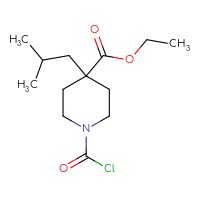 Chemical structure of ethyl 1-(carbonochloridoyl)-4-(2-methylpropyl)piperidine-4-carboxylate - CSSB21224773695