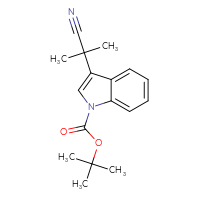 Chemical structure of tert-butyl 3-(1-cyano-1-methylethyl)-1H-indole-1-carboxylate - CSSB00010004452
