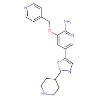Chemical structure of 5-[2-(piperidin-4-yl)-1,3-thiazol-5-yl]-3-[(pyridin-4-yl)methoxy]pyridin-2-amine - CSSB06629245042