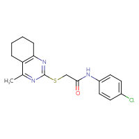 Chemical structure of N-(4-chlorophenyl)-2-[(4-methyl-5,6,7,8-tetrahydroquinazolin-2-yl)sulfanyl]acetamide - CSSB00121647075
