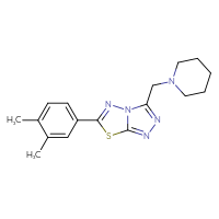 Chemical structure of 1-{[6-(3,4-dimethylphenyl)-[1,2,4]triazolo[3,4-b][1,3,4]thiadiazol-3-yl]methyl}piperidine - CSSB00121609252