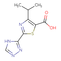 Chemical structure of 4-(propan-2-yl)-2-(4H-1,2,4-triazol-3-yl)-1,3-thiazole-5-carboxylic acid - CSSB00014971491