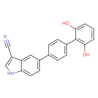 Chemical structure of 5-{2',6'-dihydroxy-[1,1'-biphenyl]-4-yl}-1H-indole-3-carbonitrile - CSSB00121572754