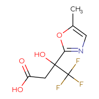 Chemical structure of 4,4,4-trifluoro-3-hydroxy-3-(5-methyl-1,3-oxazol-2-yl)butanoic acid - CSSB00103148329