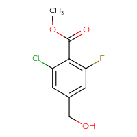 Chemical structure of methyl 2-chloro-6-fluoro-4-(hydroxymethyl)benzoate - CSSB00135272325