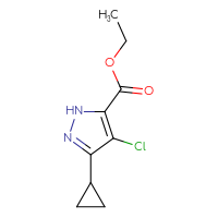 Chemical structure of ethyl 4-chloro-3-cyclopropyl-1H-pyrazole-5-carboxylate - CSSB00010112739