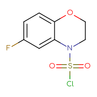 Chemical structure of 6-fluoro-3,4-dihydro-2H-1,4-benzoxazine-4-sulfonyl chloride - CSSB15010309062