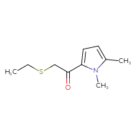 Chemical structure of 1-(1,5-dimethyl-1H-pyrrol-2-yl)-2-(ethylsulfanyl)ethan-1-one - CSSB09888788090