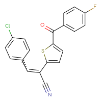 Chemical structure of 3-(4-chlorophenyl)-2-[5-(4-fluorobenzoyl)thiophen-2-yl]prop-2-enenitrile - CSSB02125603968