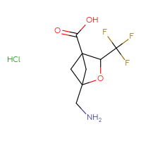 Chemical structure of 1-(aminomethyl)-3-(trifluoromethyl)-2-oxabicyclo[2.1.1]hexane-4-carboxylic acid hydrochloride - CSSB21043406592