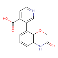 Chemical structure of 3-(3-oxo-3,4-dihydro-2H-1,4-benzoxazin-8-yl)pyridine-4-carboxylic acid - CSSB02439980767