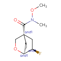 Chemical structure of rac-(1R,4R,6S)-6-fluoro-N-methoxy-N-methyl-2-oxabicyclo[2.2.1]heptane-4-carboxamide - CSSB21291564031