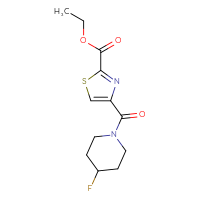 Chemical structure of ethyl 4-(4-fluoropiperidine-1-carbonyl)-1,3-thiazole-2-carboxylate - CSSB00030795574
