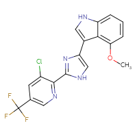 Chemical structure of 3-{2-[3-chloro-5-(trifluoromethyl)pyridin-2-yl]-1H-imidazol-4-yl}-4-methoxy-1H-indole - CSSB21531616899