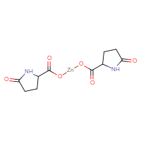 Chemical structure of (5-oxopyrrolidine-2-carbonyloxy)zincio 5-oxopyrrolidine-2-carboxylate - CSSB20621651268