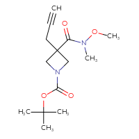 Chemical structure of tert-butyl 3-[methoxy(methyl)carbamoyl]-3-(prop-2-yn-1-yl)azetidine-1-carboxylate - CSSB14909992474