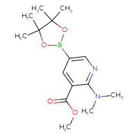 Chemical structure of methyl 2-(dimethylamino)-5-(4,4,5,5-tetramethyl-1,3,2-dioxaborolan-2-yl)pyridine-3-carboxylate - CSSB00010082268