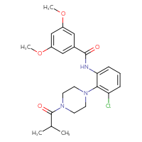 Chemical structure of N-{3-chloro-2-[4-(2-methylpropanoyl)piperazin-1-yl]phenyl}-3,5-dimethoxybenzamide - CSSB00121599024