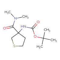 Chemical structure of tert-butyl N-[3-(dimethylcarbamoyl)thiolan-3-yl]carbamate - CSSB02283616806