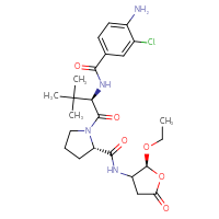 Chemical structure of (2S)-1-[(2R)-2-[(4-amino-3-chlorophenyl)formamido]-3,3-dimethylbutanoyl]-N-[(2S)-2-ethoxy-5-oxooxolan-3-yl]pyrrolidine-2-carboxamide - CSSB00102517741