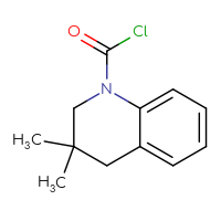 Chemical structure of 3,3-dimethyl-1,2,3,4-tetrahydroquinoline-1-carbonyl chloride - CSSB02131931774