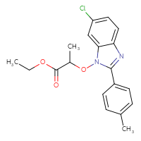 Chemical structure of ethyl 2-{[6-chloro-2-(4-methylphenyl)-1H-1,3-benzodiazol-1-yl]oxy}propanoate - CSSB00025730904