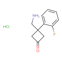 Chemical structure of 3-(aminomethyl)-3-(2-fluorophenyl)cyclobutan-1-one hydrochloride - CSSB00160570295