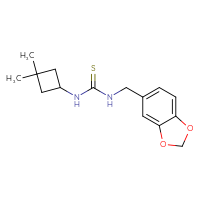 Chemical structure of 1-[(2H-1,3-benzodioxol-5-yl)methyl]-3-(3,3-dimethylcyclobutyl)thiourea - CSSB01848041752