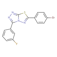 Chemical structure of 6-(4-bromophenyl)-3-(3-fluorophenyl)-[1,2,4]triazolo[3,4-b][1,3,4]thiadiazole - CSSB00121618569