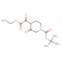 Chemical structure of tert-butyl 4-(2-ethoxy-2-oxoacetyl)-3-oxopiperidine-1-carboxylate - CSSB00132312781
