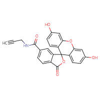 Chemical structure of 3',6'-dihydroxy-3-oxo-N-(prop-2-yn-1-yl)-3H-spiro[2-benzofuran-1,9'-xanthene]-6-carboxamide - CSSB03436546558