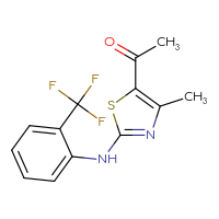 Chemical structure of 1-(4-methyl-2-{[2-(trifluoromethyl)phenyl]amino}-1,3-thiazol-5-yl)ethan-1-one - CSSB00025735485