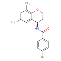 Chemical structure of 4-bromo-N-[(4R)-6,8-dimethyl-3,4-dihydro-2H-1-benzopyran-4-yl]benzamide - CSSB01140885884