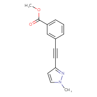 Chemical structure of methyl 3-[2-(1-methyl-1H-pyrazol-3-yl)ethynyl]benzoate - CSSB21298174761