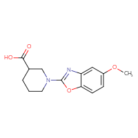 Chemical structure of 1-(5-methoxy-1,3-benzoxazol-2-yl)piperidine-3-carboxylic acid - CSSB00020595372