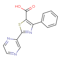 Chemical structure of 4-phenyl-2-(pyrazin-2-yl)-1,3-thiazole-5-carboxylic acid - CSSB00103159007