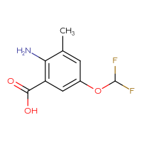 Chemical structure of 2-amino-5-(difluoromethoxy)-3-methylbenzoic acid - CSSB00055749160