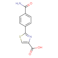 Chemical structure of 2-(4-carbamoylphenyl)-1,3-thiazole-4-carboxylic acid - CSSB00102813022
