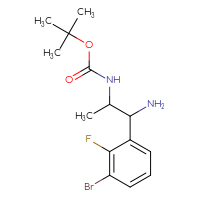 Chemical structure of tert-butyl N-[1-amino-1-(3-bromo-2-fluorophenyl)propan-2-yl]carbamate - CSSB00018665032