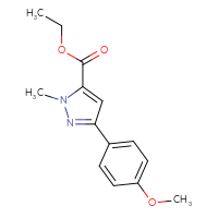 Chemical structure of ethyl 3-(4-methoxyphenyl)-1-methyl-1H-pyrazole-5-carboxylate - CSSB00020681160