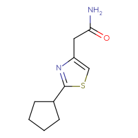 Chemical structure of 2-(2-cyclopentyl-1,3-thiazol-4-yl)acetamide - CSSB01991356528