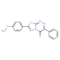 Chemical structure of 7-(4-methoxyphenyl)-3-phenyl-4H-[1,3,4]thiadiazolo[2,3-c][1,2,4]triazin-4-one - CSSB00121637090