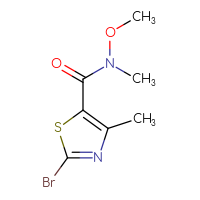 Chemical structure of 2-bromo-N-methoxy-N,4-dimethyl-1,3-thiazole-5-carboxamide - CSSB00015940036
