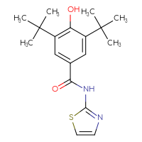 Chemical structure of 3,5-di-tert-butyl-4-hydroxy-N-(1,3-thiazol-2-yl)benzamide - CSSB00105127753
