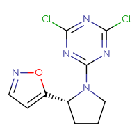Chemical structure of 2,4-dichloro-6-[(2R)-2-(1,2-oxazol-5-yl)pyrrolidin-1-yl]-1,3,5-triazine - CSSB20903478469