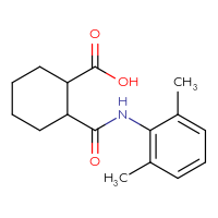 Chemical structure of 2-[(2,6-dimethylphenyl)carbamoyl]cyclohexane-1-carboxylic acid - CSSB00015184905