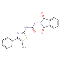 Chemical structure of 2-(1,3-dioxo-2,3-dihydro-1H-isoindol-2-yl)-N-(5-methyl-4-phenyl-1,3-thiazol-2-yl)acetamide - CSSB00027770465