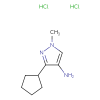 Chemical structure of 3-cyclopentyl-1-methyl-1H-pyrazol-4-amine dihydrochloride - CSSB00132301993